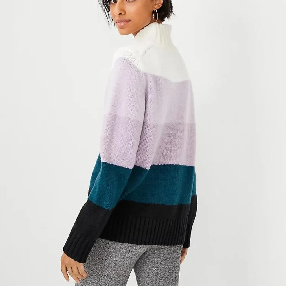 Ann Taylor Ombre Stripe Turtleneck Sweater New - Picture 3 of 3